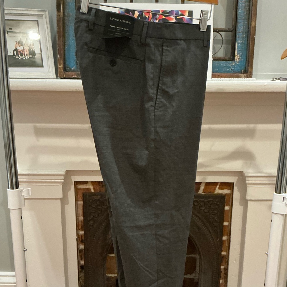 Banana Republic Charcoal Dress Pant in Birdseye